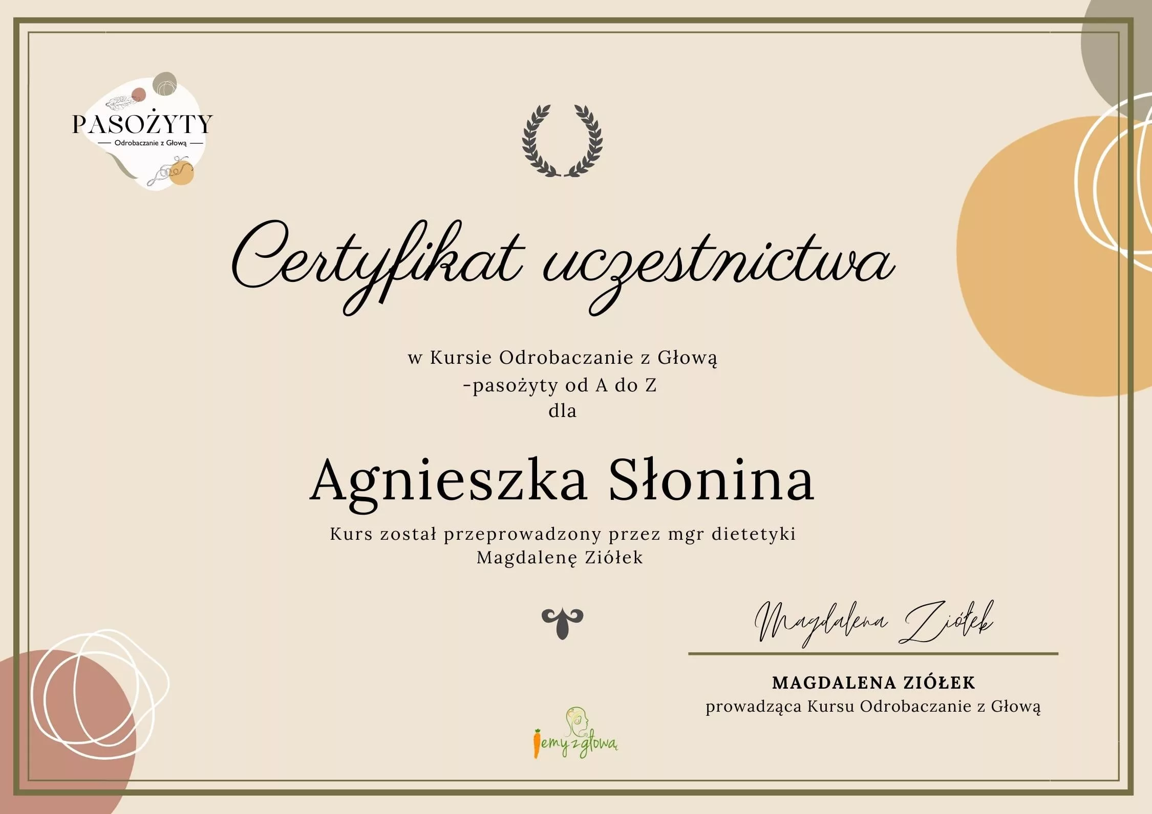 Training certificate